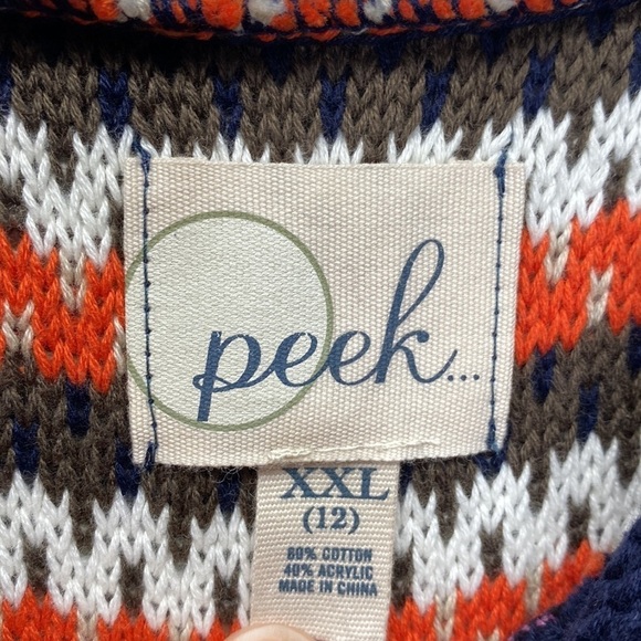Peek Kids Hooded Sweater Navy Striped Knit Boys‎ Size XXL - 12 2 Button Casual - Picture 3 of 4